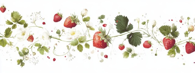 strawberry background fruit border fresh cut berry leaf food red. pattern strawberry background fruit delicious frame slice white juicy closeup half vintage juice macro dessert 1 leaves textile green