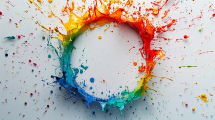 Plain backdrop, small circular paint ring centered