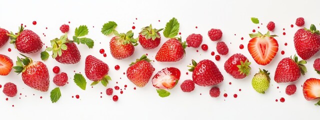 strawberry background fruit border fresh cut berry leaf food red. pattern strawberry background fruit delicious frame slice white juicy closeup half vintage juice macro dessert 1 leaves textile green