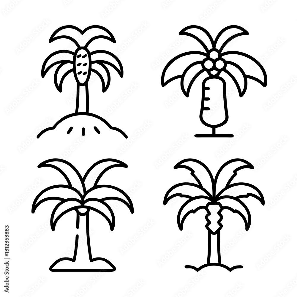 Poster set of palm trees, set of vector palms, set of palm trees vector