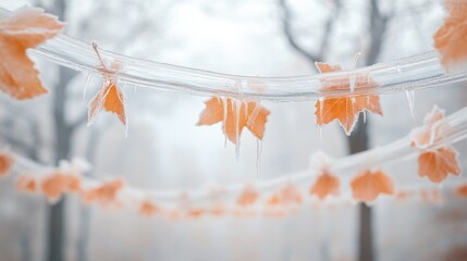 network of clear tubing connecting multiple tapped maple trees with sap visibly flowing set against frosty woodland