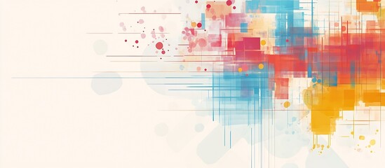 Vibrant abstract artwork featuring colorful splashes of paint and geometric shapes for contemporary design : Generative AI