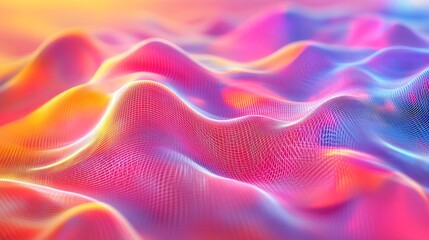 Obraz premium 3D holographic waves of colors in an abstract dreamscape generative ai