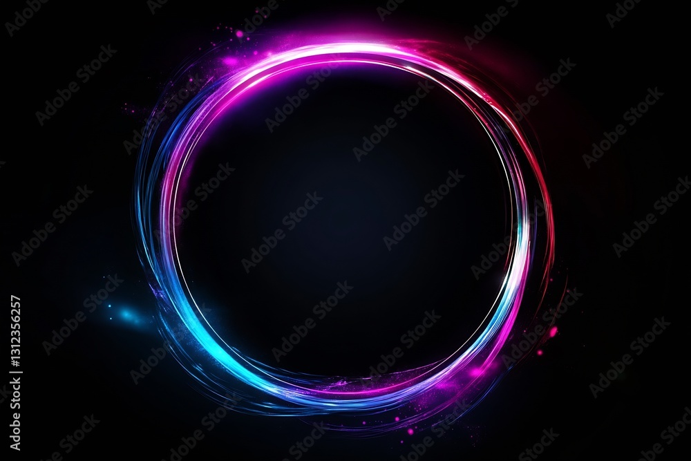 Aufkleber abstract artistic swirl of pink and blue neon lights forming a circular pattern : generative ai