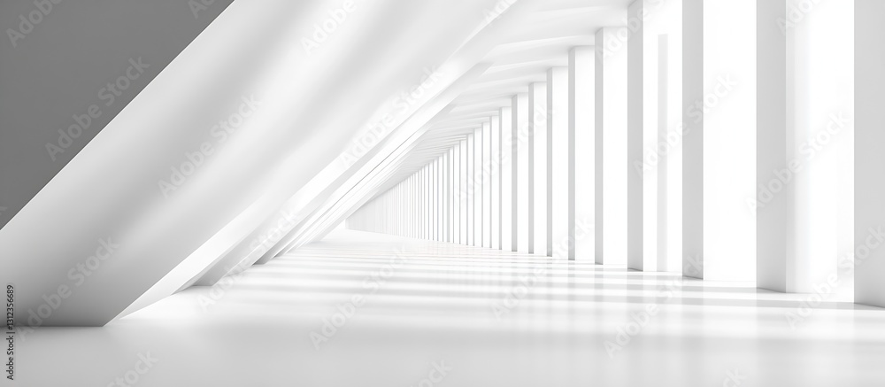 Poster sophisticated and bright architectural space with vertical lines and bold white design : generative 