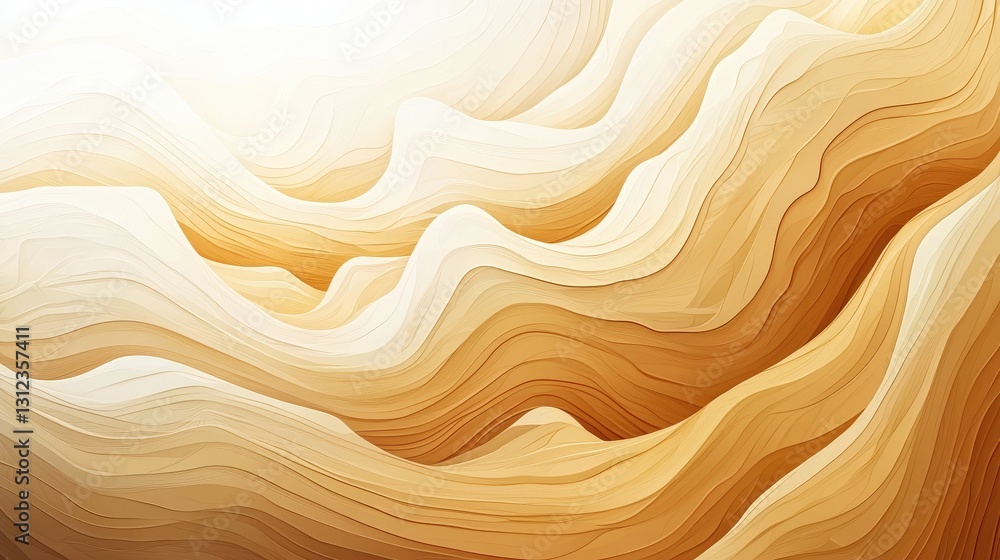 Aufkleber delicate sand colored illustrations of subtle waves with soft textures and flowing patterns on a fla