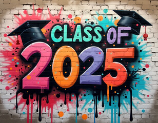 Class of 2025 graduation graffiti - vibrant artistic background for celebration design