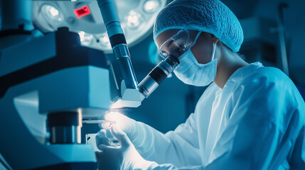 Medical Professional Performing Laser Surgery with High-Tech Surgical Laser and Precision Equipment