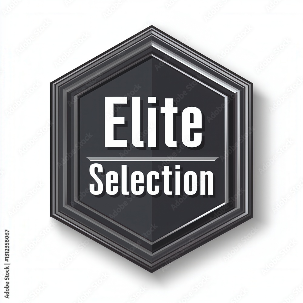 Poster dark grey hexagon badge featuring elite selection text in stylish design for awards and recognition