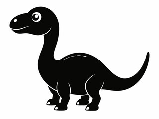 Beautiful cute dinosaur vector illustration black animal silhouette on white background 