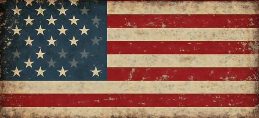 Fototapeta premium Vintage American Flag Illustration with Stars and Stripes Design for Retro Americana Aesthetic : Generative AI