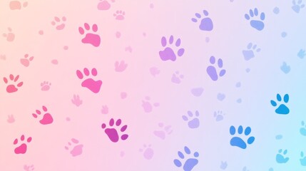 Cute and fun paw print pattern. generative ai
