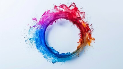 Plain color backdrop, small central paint splash ring
