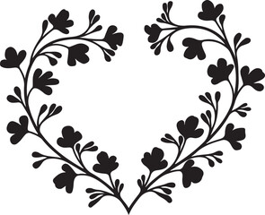 Heart-Shaped Floral silhouette Designs Featuring Black and White Patterns