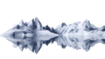 Fototapeta premium Low poly mountains reflecting on water with transparent background