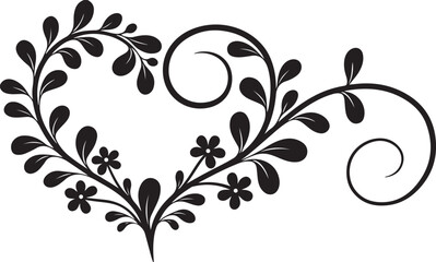 Heart-Shaped Floral silhouette Designs Featuring Black and White Patterns