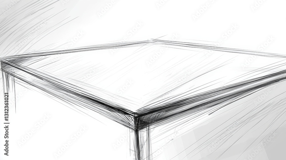 Aufkleber clean sketch of a modern flat glass table featuring minimalist design and simple lines for creative 