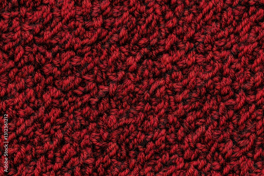 Poster seamless wool fabric textured red knitted, showcasing intricate patterns and fibers.
