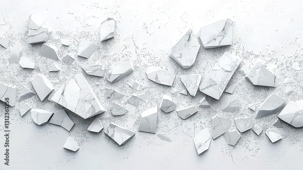 Aufkleber flat lay of terrazzo stone pieces on clean surface with outline and texture details for modern desig