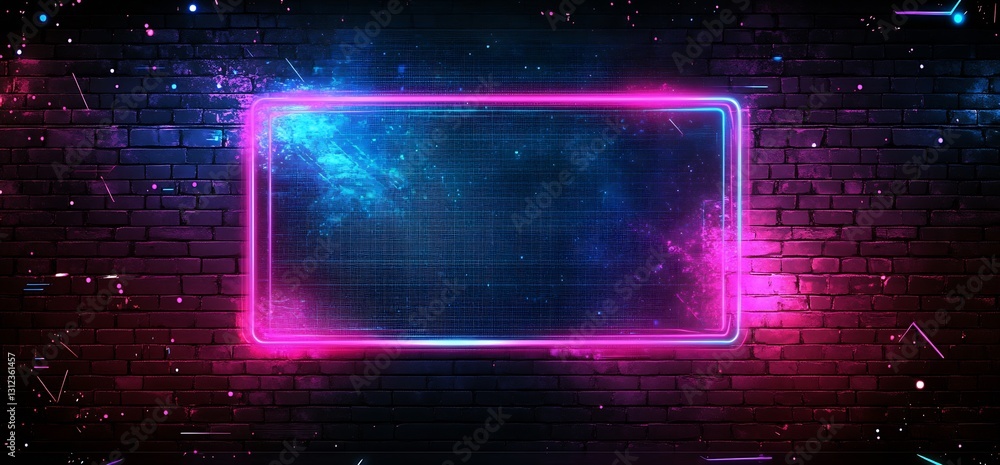 Poster dynamic neon frame against a dark background highlighting vibrant colors and artistic designs : gene