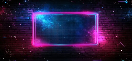 Dynamic neon frame against a dark background highlighting vibrant colors and artistic designs : Generative AI