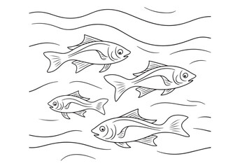 Fish Vector Line Art Illustration EPS