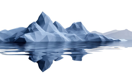 Obraz premium Low poly mountains reflecting on water with transparent background