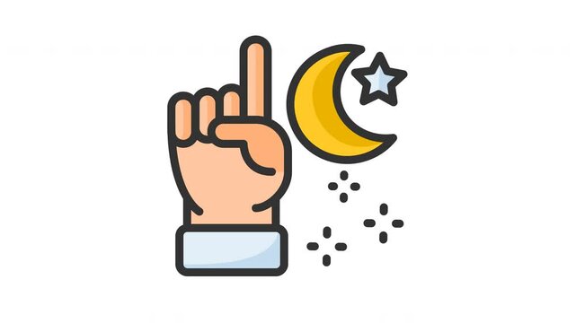 Animated tauhid with hand and islamic sign symbol. Suitable for hajj, ramadan, muslim, ramadan, islam, mubarak, kareem, religion, celebration, fasting, culture, religious, moslem and eid mubarak