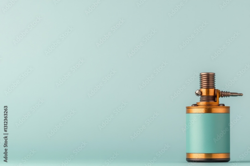 Poster single tattoo machine isolated on gradient gray background illuminated with soft studio lighting