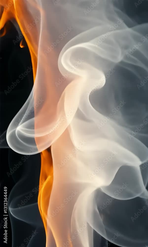Poster swirling patterns of smoke and fire create a mesmerizing visual display in an abstract composition