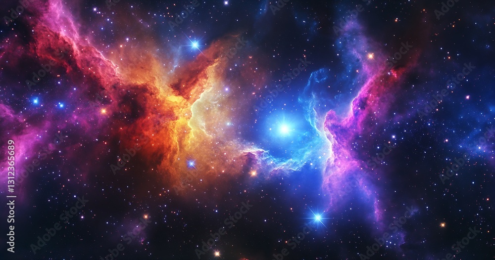 Aufkleber mesmerizing cosmic scene featuring brilliant stars and a striking nebula in vivid colors : generativ