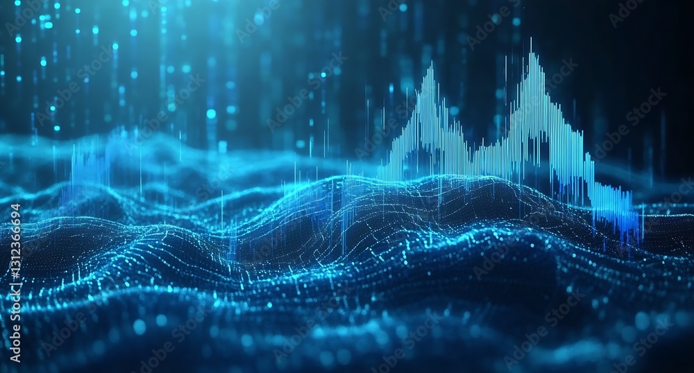 Aufkleber futuristic data wave representing financial trends and analysis in a digital landscape : generative 