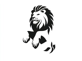 Majestic Lion Silhouette Design Powerful King of Jungle Wildlife Animal Illustration
