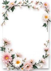 White page with Chrysanthemum branches