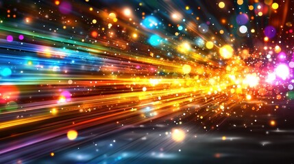 Obraz premium Vibrant Light Streaks and Glowing Particles Abstract Background