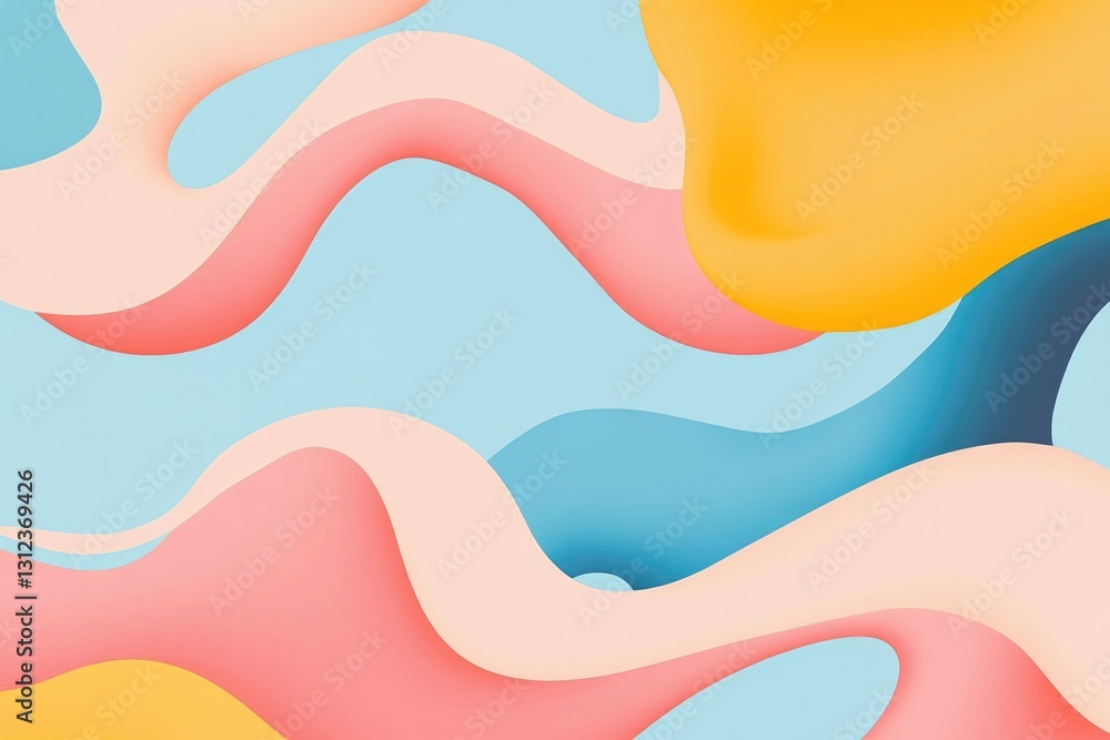 Poster vibrant abstract design suggesting fluidity and flow featuring swirling lines and overlapping curves