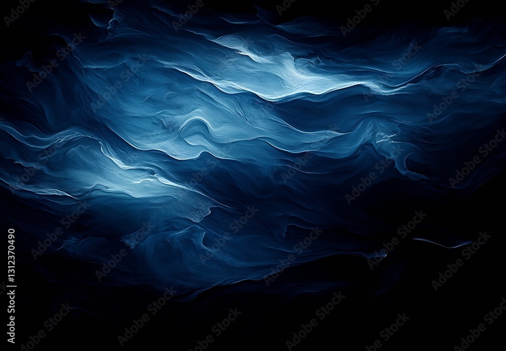 Aufkleber Dynamic swirls of dark blue and white imitation ocean waves creating a sense of motion : Generative AI
