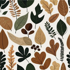 Earthy botanical pattern, seamless design for digital surfaces.seamless pattern with leaves