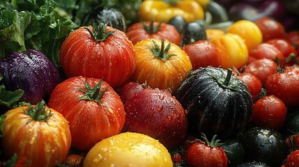 close up of various fresh vegetables with realistic textures and vivid colors