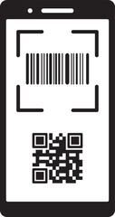 スマホの画面に表示されたキャッシュレス決済アイコン　バーコード　QRコード