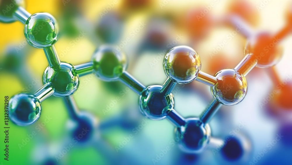 Leinwandbilder Close up of colorful molecular structure showcasing science and technology concepts in a vibrant background : Generative AI