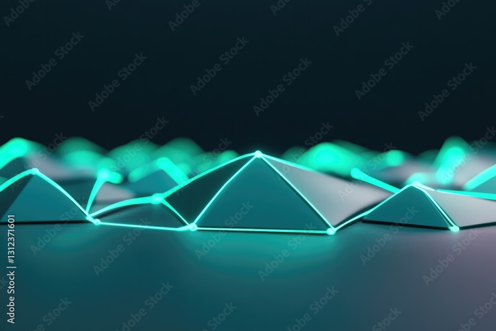 Poster abstract geometric network with glowing nodes and connections over dark background