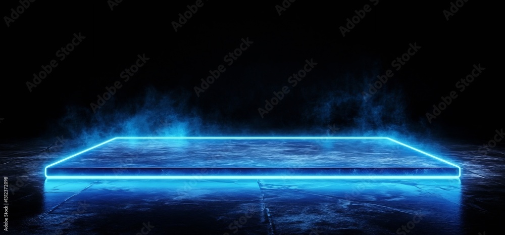 Aufkleber abstract glowing platform surrounded by mist showcasing futuristic design and technology : generativ