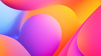 Abstract 3D composition with smooth, organic shapes in vibrant pink, orange, and blue gradients. Soft lighting and fluid forms create a futuristic and modern aesthetic.