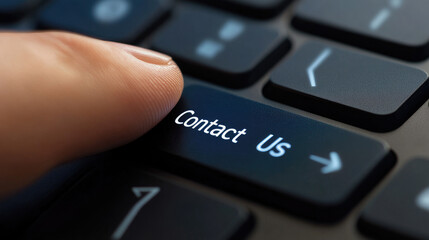 Contact Us Button on Computer Keyboard Close-Up Image