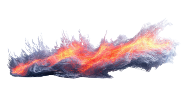 Burning fire and smoke element with transparent background