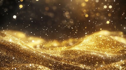 Naklejka premium Golden Glitter Landscape: A Luxurious and Sparkling Scene
