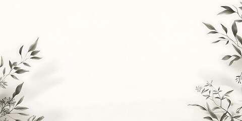 Obraz premium Minimalist botanical illustration featuring delicate grey leaves on a white backdrop