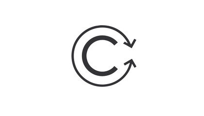 Copyright symbol with circular arrows in flat design.