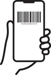 スマートフォンを持つ手のアイコン　バーコード